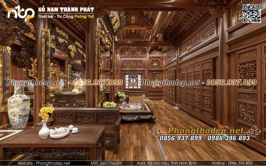 Không gian nhà gỗ 5 gian chuẩn truyền thống